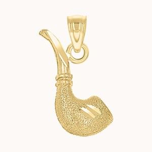 10kt 10k Yellow Gold Textured Mens Smoking Pipe Tools Charm Pendant